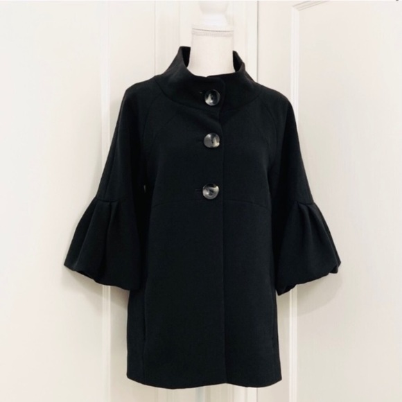 Kensie Black Bell Sleeved Coat - Picture 4 of 13